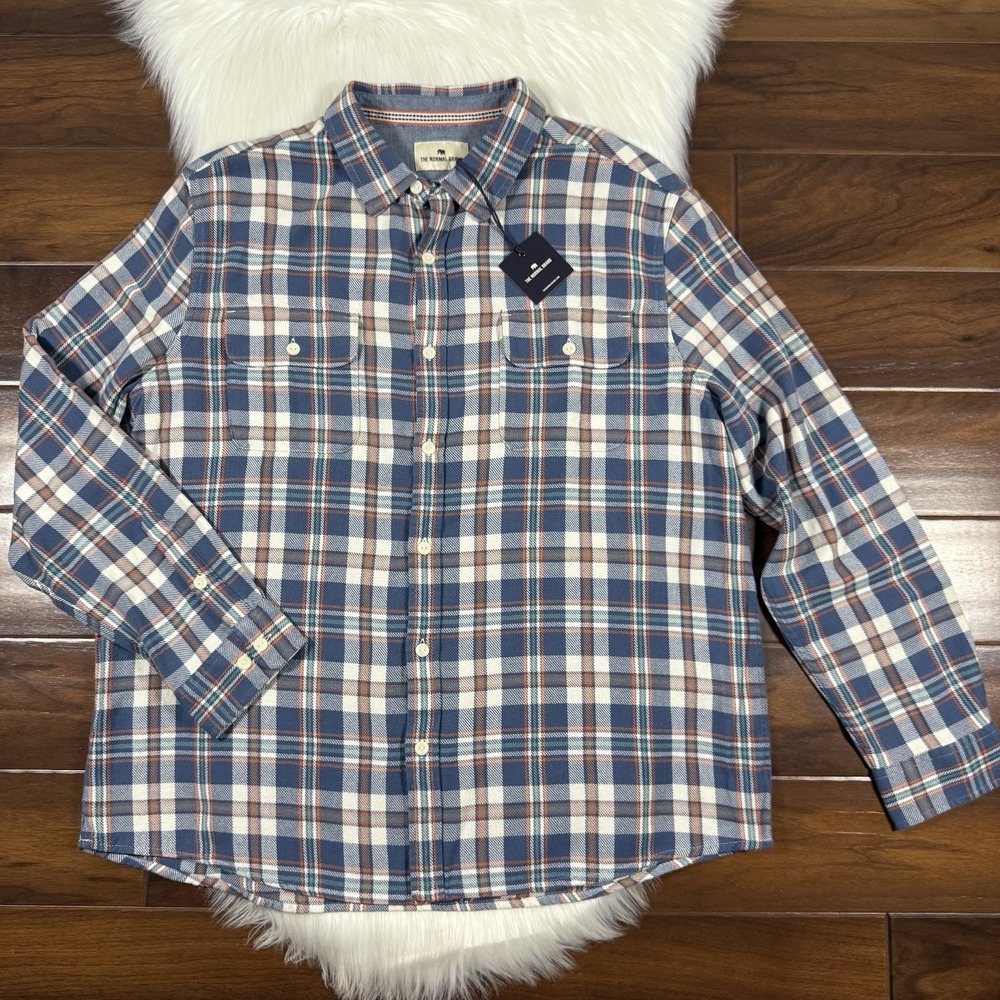 The Normal Brand Men's Size XXL Mineral Blue Mountain Overshirt Shirt‎ Button Up